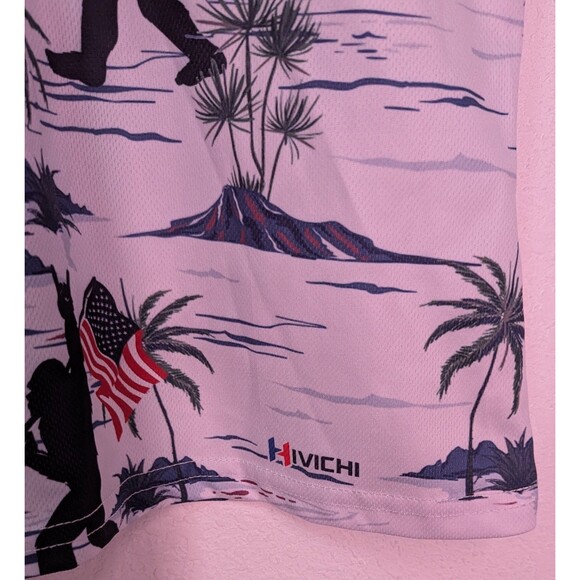 Hivichi Patriotic American Flag Big Foot Print Golf Shirt Men's Size Medium (936 - Picture 3 of 4